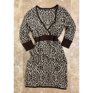 Wet Seal™ Animal Print Long Sleeve Sweater Dress